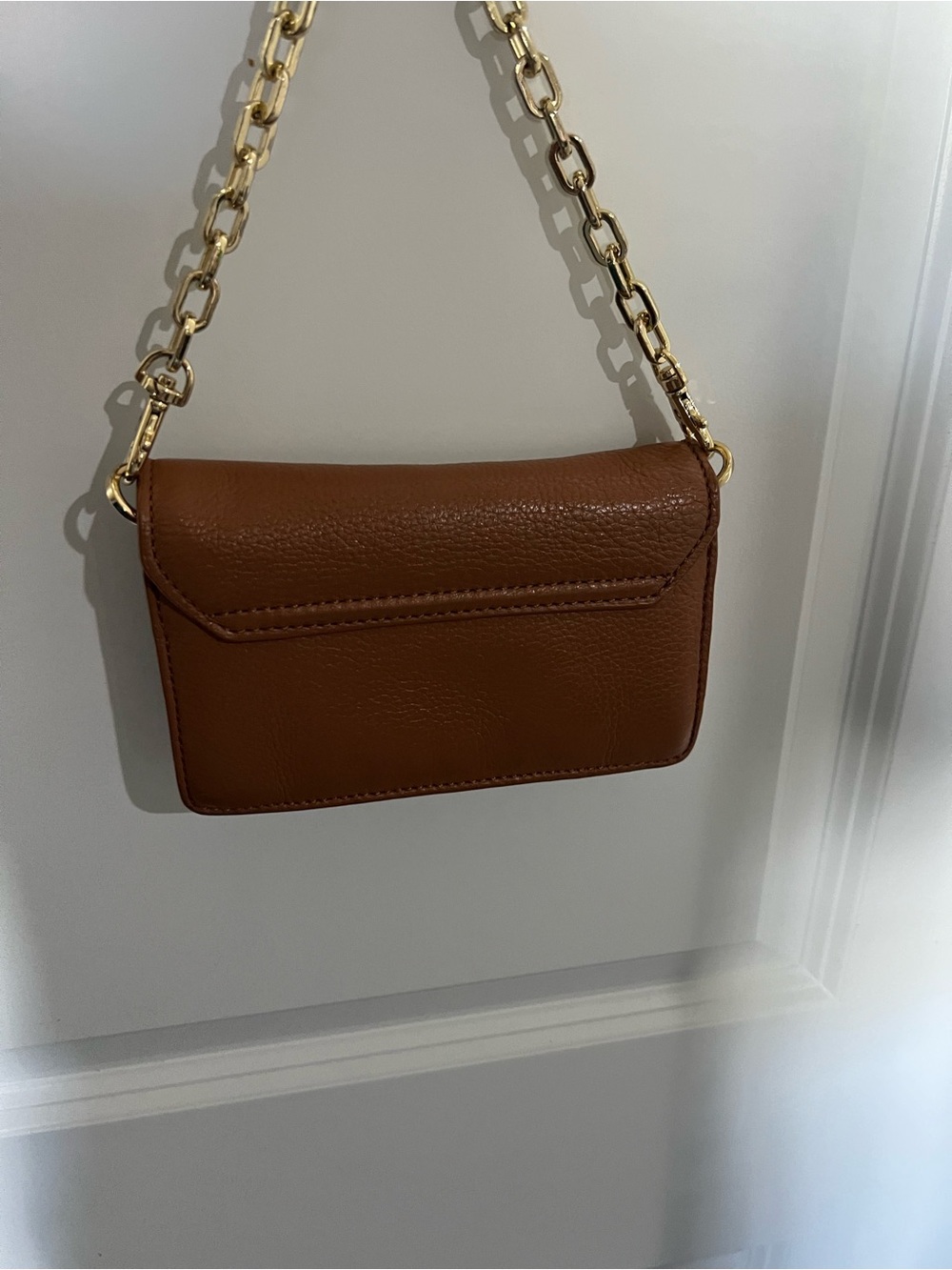 Tory Burch Brown Pebbled Leather Chain Crossbody - Picture 5 of 5